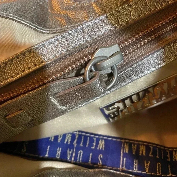 Stuart weitzman silver quilted metallic leather shoulder handbag - Picture 9 of 14